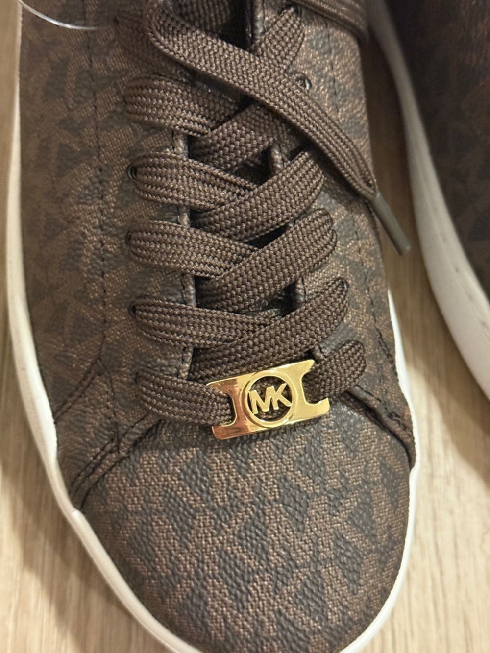 Michael Kors Chocolate Brown MK Logo Low-Top Sneakers - Picture 9 of 12